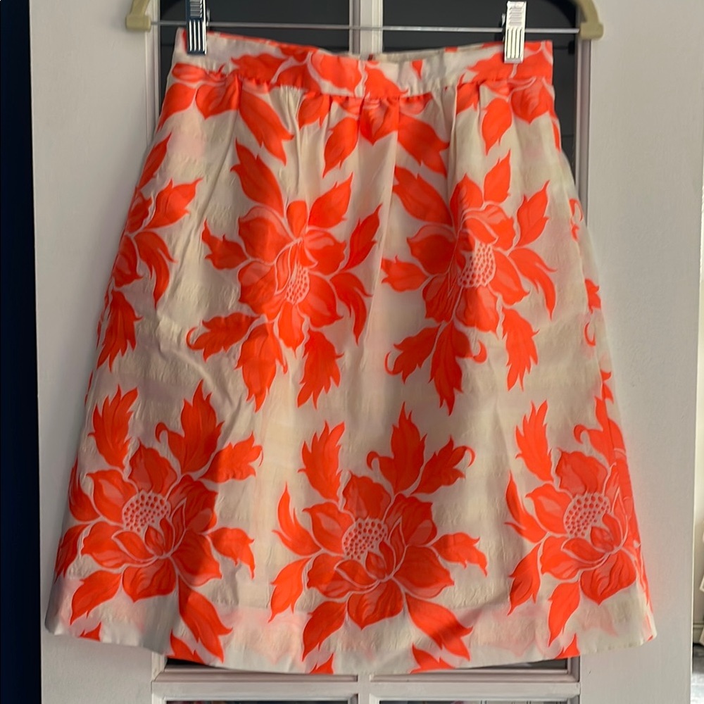 J. Crew Orange Embellished A-Line Skirt